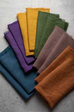 Fringed Linen Napkins Color Palette Flat Lay