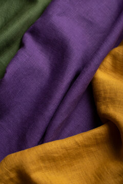 Draped Purple Olive Green Curry Yellow Linen Fabric Folds