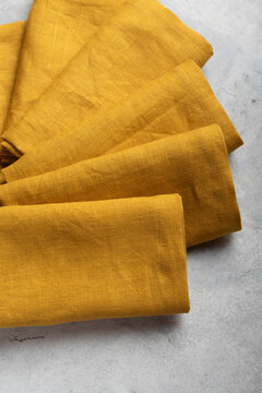 set of six folded washed pure linen cloth napkins