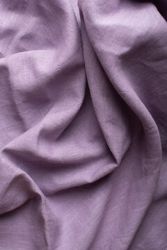 Draped Lavender Purple Washed Linen Fabric Folds Close Up