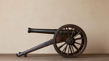Naklejka premium Old antique four-pounder cannon dating from the Napoleonic Wars era, historical military artifact concept, with copy space