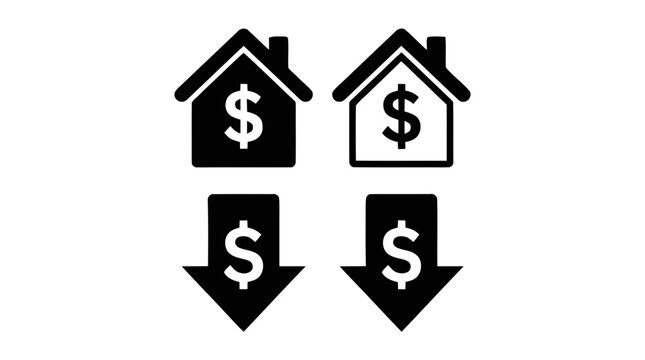 Vector illustration of real estate price drop icon set on a transparent background