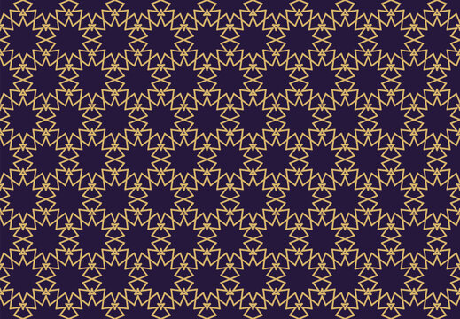 Islamic slender twelve point rosette line pattern gold and purple