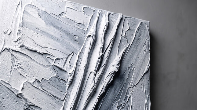 Texture abstraite blanche &agrave; coups de spatule et reliefs &eacute;pais