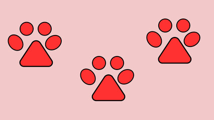 Three Red Paw Prints on Light Pink Background © Charlotte