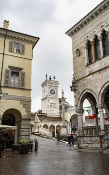 Loggia del Lionello and Loggia e Tempietto di San Giovanni with clock tower, old town, Udine, Friuli-Venezia Giulia, Italy