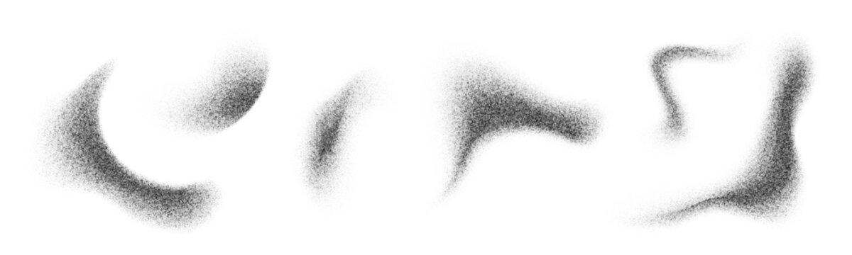Set of grainy dust spray gradients with scattered particle texture effects.