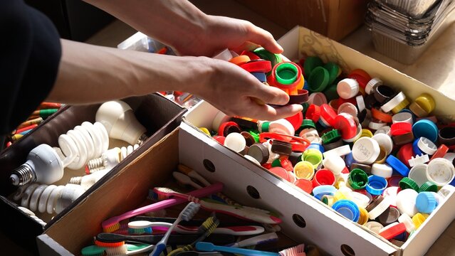 Plastic bottle caps HDPE or PP. Recycling Center