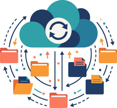 Abstract Vector of Cloud Syncing Folders