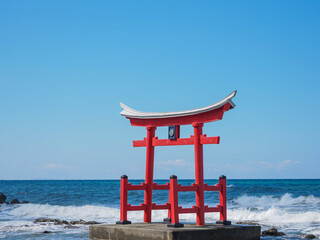 Naklejka premium 海に浮かぶ鳥居