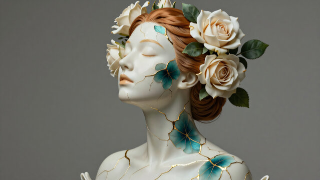 Kintsugi art female sculpture finding beauty in imperfection