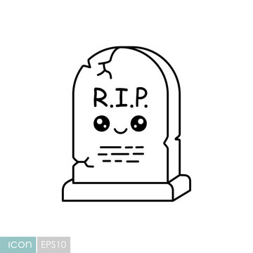 Cute Halloween gravestone kawaii icon