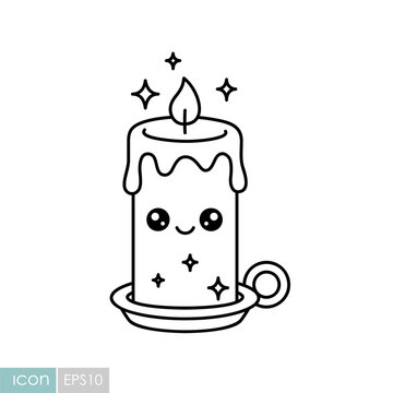 Cute Halloween candle candlestick kawaii icon