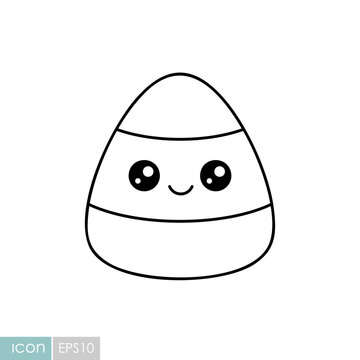Cute candy corn Halloween kawaii icon