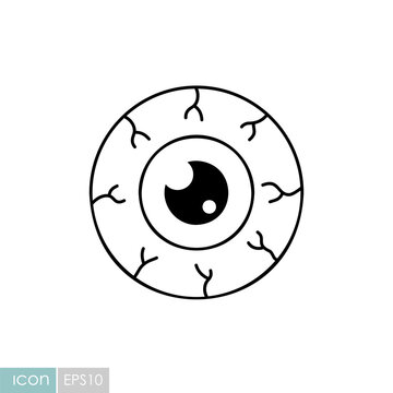 Cute Halloween eyeball spooky line icon