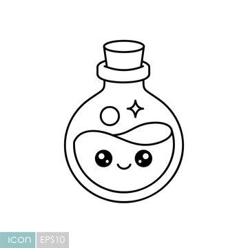 Cute magic potion bottle Halloween icon