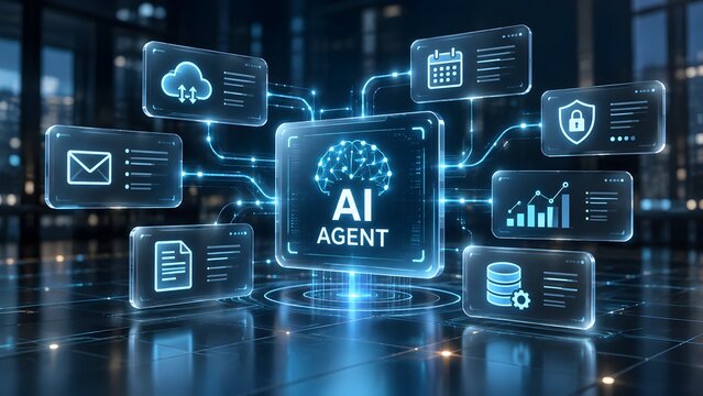 Artificial intelligence agent system orchestrating enterprise workflow and secure cloud data