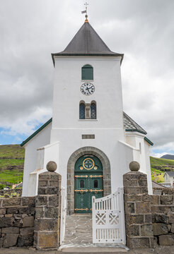 town of Eidi on island of Eysturoy in the Faroe Islands