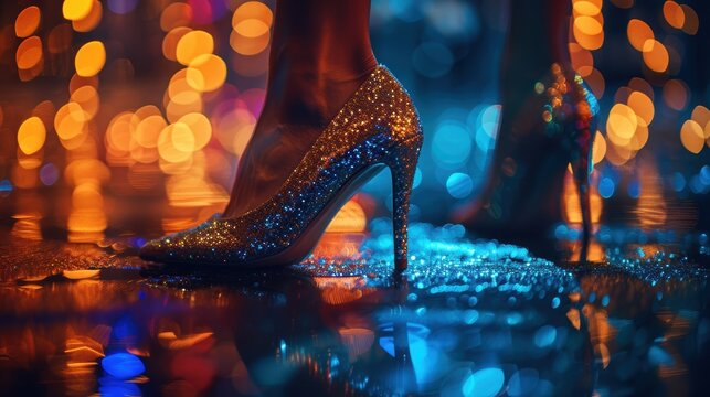 Glittery high-heeled shoes can elevate any occasion