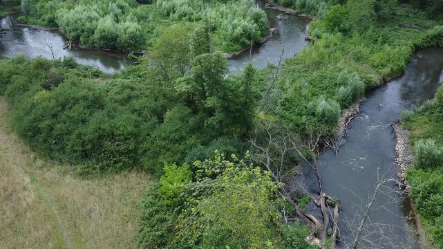 Renaturalised Erft near Neuss, North Rhine-Westphalia, Germany