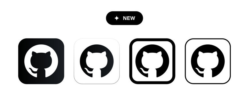 GitHub app icon set - Software development and code hosting platform. social media icons and social network logos.