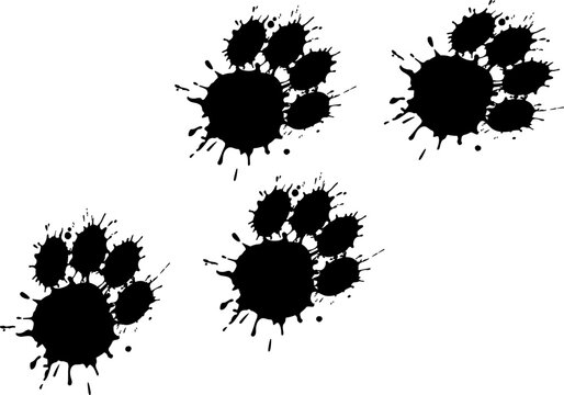classic muddy messy animal paw prints walking tracking on transparent background cartoon vector image