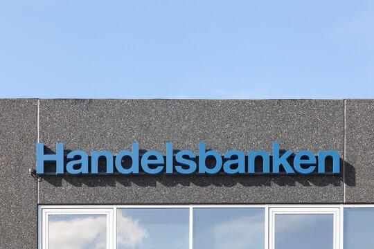 Aarhus, Denmark - September 11, 2016: Handelsbanken agency. Handelsbanken is a Swedish bank providing universal banking services and it is one of the major banks in Sweden with over 460 branches