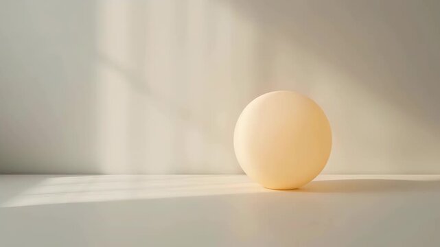 Cream Sphere Casting Soft Shadow on Sunlit Minimalist Surface, Serene Still Life