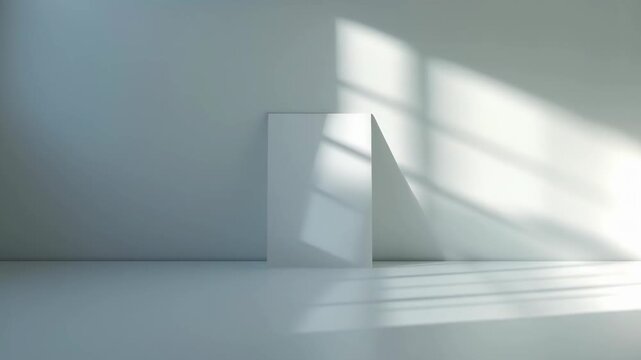 Sunlit Minimalist Room with Geometric Window Shadows and Calm Light Across White Walls and Floor