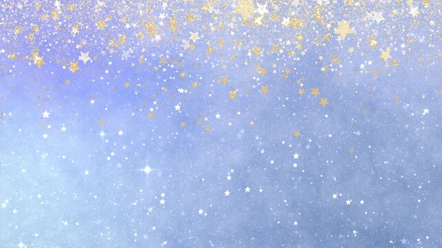 Dreamy Golden Starfall Across a Soft Icy Blue Sparkling Night Sky Background. (160)