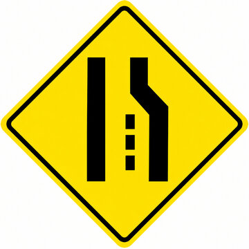 Yellow Road Warning Sign, Paraguay, Lane Closure Warning rigth site