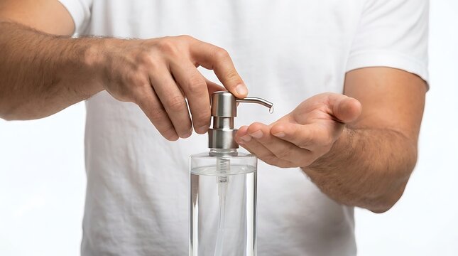 Person using hand sanitizer dispenser for hygiene.