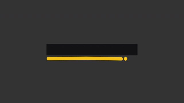 Black lower third bar with a yellow marker underline and a bouncing dot