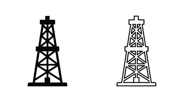 Vector illustration of oil rig derrick icon set drilling tower vector design on a transparent background