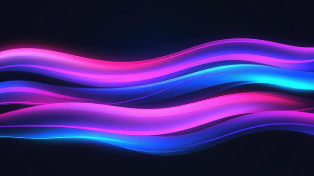 Abstract Neon Waves: Mesmerizing waves of vibrant neon light in shades of pink and blue flow and undulate against a dark background, creating a futuristic and energetic abstract design.