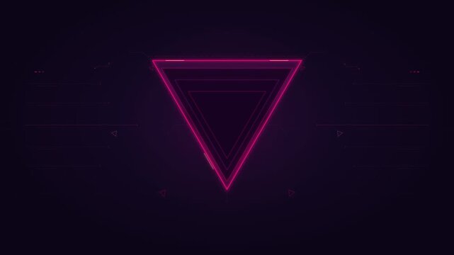 Glowing neon triangle HUD frame overlay for sci-fi interface or futuristic graphic design element