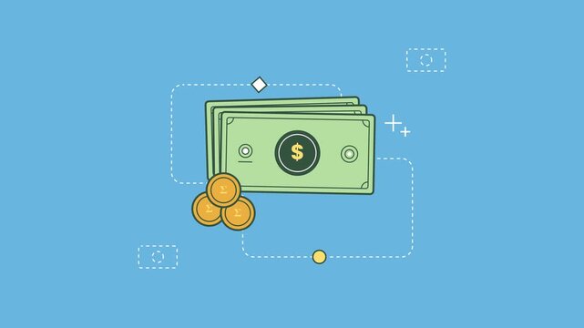 Paper currency banknotes and golden coins representing personal wealth and financial savings for investment growth planning are displayed together to visualize monetary accumulation and economic
