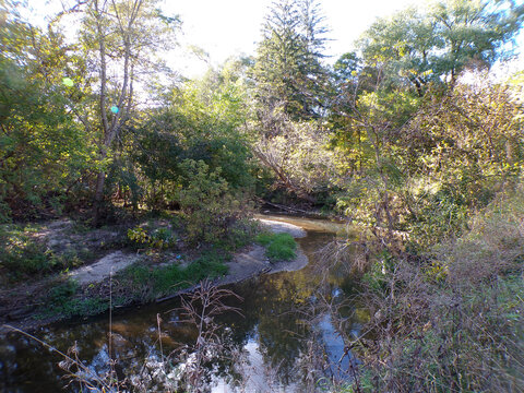 Fall landscape with colorful trees and river