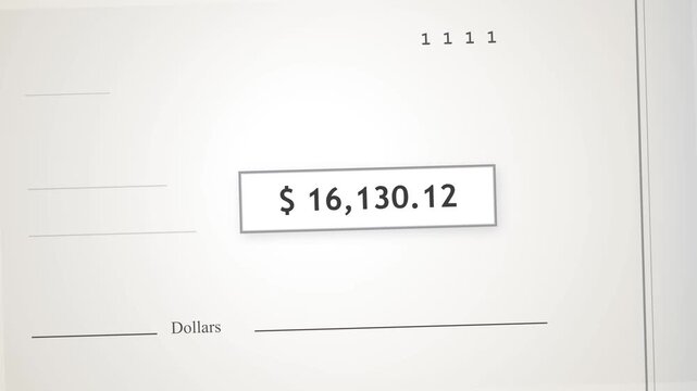 A personal banking check showing a specific monetary payment amount written for financial transactions and professional bookkeeping needs for small businesses or individuals managing their daily