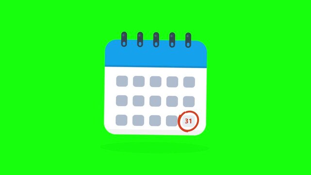 A spiral bound monthly planner page showing the final day of the month circled in red marker for planning business meetings appointments and important yearly deadlines in a professional work