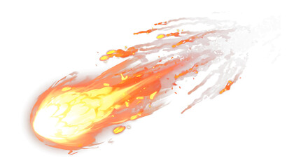 Fireball with smoke trail and embers isolated on transparent background © senmachine