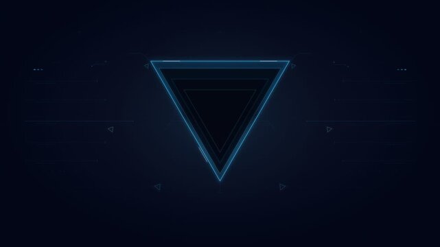 Glowing triangle frame with HUD interface elements for sci-fi user interface design and tech presentation overlay