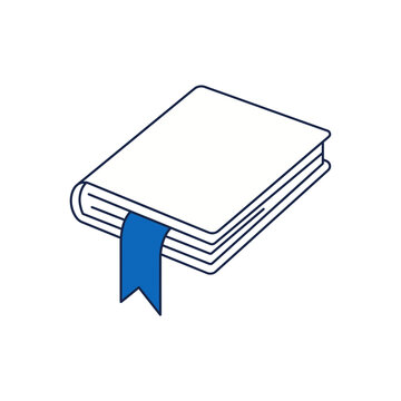 Blue notebook with bookmark icon in simple outline design  