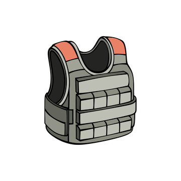 Military tactical bulletproof body armor vest illustration vector icon isolated on transparent background for safety and defense equipment design