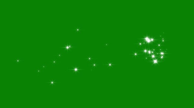 Magical sparkling star dust trail and glowing glitter particles motion sequence with chroma key on green screen background