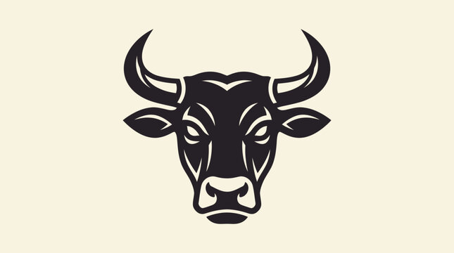 Powerful bull head vector illustration mascot with sharp horns