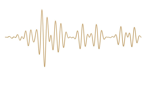 3D Render of a gold sound wave graphic on a white background