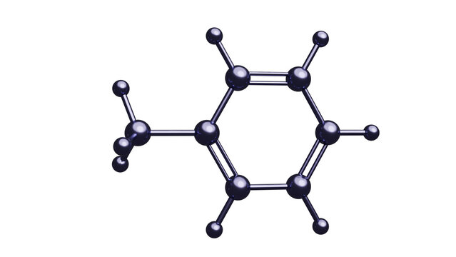 3D Render of a molecular structure showcasing a benzene ring with connected atoms.