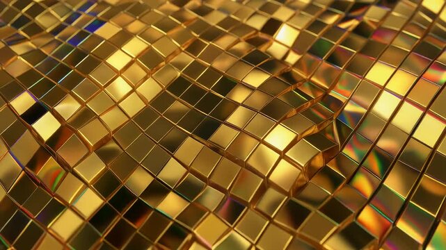 Golden Wavy Grid 4K Generative AI