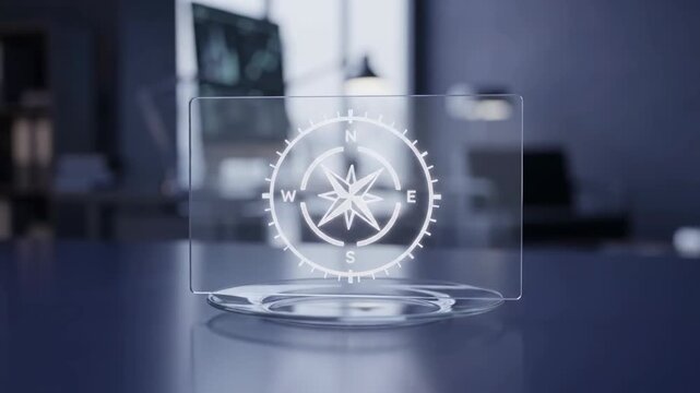 Transparent Travel Compass Panel in Office